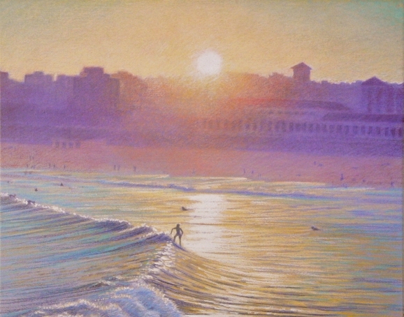 Bondi Sunset Surfer 
Pastel on paper 80 x 65 cm - Image